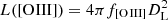 $ L([{\rm{O}}{\mkern 1mu} {\rm{III}}]) = 4\pi {f_{[{\rm{O}}{\kern 1pt} {\rm{III}}]}}D_{\rm{L}}^2 $