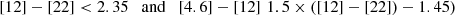 $$ \begin{aligned} \rm[12] - [22] < 2.35\quad {\rm{and}}\quad [4.6] - [12]\,\,1.5 \times ([12] - [22]) - 1.45) \end{aligned} $$
