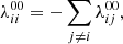 $$ \begin{aligned}&\lambda _{ii}^{00} = -\sum _{j\ne i} \lambda _{ij}^{00}, \end{aligned} $$