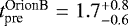 $t_{\textrm{pre}}^{\textrm{OrionB}} = 1.7_{-0.6}^{+0.8}\,$