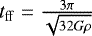 $t_{\mathrm{ff}}=\frac{3\pi}{\sqrt{32G\rho}}$