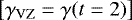 $\left[\gamma_{\textrm{VZ}}\;{=}\;\gamma(t\;{=}\;2)\right]$