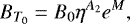 \begin{equation*} B_{T_0}=B_0\eta^{A_2}e^{M}, \end{equation*}