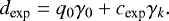 \[ d_{\textrm{exp}}=q_0\gamma_0+c_{\textrm{exp}}\gamma_k. \]