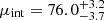 $ \mu_{\mathrm{int}} = 76.0^{+3.2}_{-3.7} $