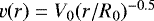 $v(r) = V_0(r/R_0)^{-0.5}$