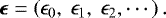 \begin{equation*} \vec{\epsilon} =\left(\epsilon_0,~\epsilon_1,~\epsilon_2,\cdots\right) .\end{equation*}