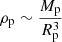 $ \rho_{\mathrm{p}}\sim\frac{M_{\mathrm{p}}}{R_{\mathrm{p}}^3} $