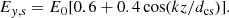 $$ \begin{aligned} E_{y,\mathrm{s}}= E_{0} [0.6 + 0.4 \cos (k z/d_{\rm cs})]. \end{aligned} $$
