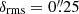 $ \delta_{\mathrm{rms}}=0{{\overset{\prime\prime}{.}}}25 $