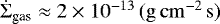 $\dot{\Sigma}_{\textrm{gas}} \approx 2 \times 10^{-13}\,\mathrm{(g\,cm^{-2}\,s)}$