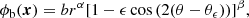 $$ \begin{aligned} \phi _\mathrm{b} (\boldsymbol{x})=br^{\alpha }[1-\epsilon \cos \,(2(\theta -\theta _\epsilon ))]^\beta , \end{aligned} $$