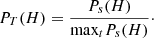 $$ \begin{aligned} P_{T}(H) = \frac{P_s(H)}{\mathrm{max} _t P_s(H)}\cdot \end{aligned} $$