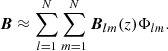 $$ \begin{aligned} \boldsymbol{B} \approx \sum _{l=1}^{N}\sum _{m=1}^{N}\boldsymbol{B}_{lm}(z)\Phi _{lm}. \end{aligned} $$