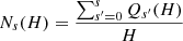 $$ \begin{aligned} N_s(H) = \frac{\sum _{s^{\prime} = 0}^{s} Q_{s^{\prime} }(H)}{H} \end{aligned} $$