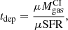 $$ \begin{aligned} t_{\rm dep} = \frac{\mu M_{\rm gas}^\mathrm{CI}}{\mu \mathrm{SFR} }, \end{aligned} $$