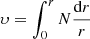 $$ \begin{aligned} \upsilon = \int _0^r N {\mathrm{d} r \over r} \end{aligned} $$