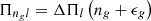 $$ \begin{aligned} \Pi _{n_{g}l} = \Delta \Pi _l \left( n_{g} + \epsilon _{g} \right) \end{aligned} $$