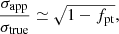 $$ \begin{aligned}&\frac{\sigma _{\rm app}}{\sigma _{\rm true}} \simeq \sqrt{1-f_{\rm pt}}, \end{aligned} $$