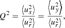 $$ \begin{aligned} Q^2 = \dfrac{\left\langle u_x^2 \right\rangle }{\left\langle u_r^2 \right\rangle } = \dfrac{\left\langle u_{ y}^2 \right\rangle }{\left\langle u_r^2 \right\rangle }, \end{aligned} $$