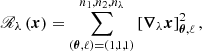 $$ \begin{aligned} \fancyscript {R}_{\lambda }\left(\boldsymbol{x}\right)=\sum _{\left(\boldsymbol{\theta },\ell \right)=\left(1,1,1\right)}^{n_{1},n_{2},n_{\lambda }}\left[\boldsymbol{\nabla }_{\lambda }\boldsymbol{x}\right]_{\boldsymbol{\theta },\ell }^{2}, \end{aligned} $$