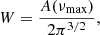 $$ \begin{aligned} W = \frac{A(\nu _\mathrm{max} )}{2\pi ^{3/2}}, \end{aligned} $$