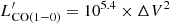 $ L^{\prime}_{\rm CO(1{-}0)} = 10^{5.4} \times \Delta V^2 $