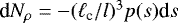 $\textrm{d}N_{\rho}= -(\ell_{\textrm{c}}/l)^3 p(s)\textrm{d}s$