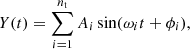 $$ \begin{aligned} Y(t) =\sum _{i=1}^{n_{\rm t}}A_i \sin ({\omega }_i t+{\phi }_i), \end{aligned} $$