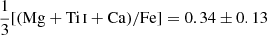 $ \frac{1}{3}[(\mathrm{Mg}+{\mathrm{Ti}\,\textsc{i}}+\mathrm{Ca})/\mathrm{Fe}]=0.34\pm0.13 $