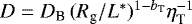$D = D_{\textrm{B}} \,(R_{\textrm{g}}/L^*)^{1-b_{\textrm{T}}} \eta_{\textrm{T}}^{-1}$