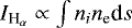 $I_{{\textrm{H}_{\alpha}}} \propto \int n_i n_{\textrm{e}} \textrm{d}s$