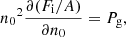 $$ \begin{aligned}&{n_0}^2\frac{\partial (F_{\rm i}/A)}{\partial n_0} = P_{\rm g}, \end{aligned} $$