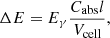 $$ \begin{aligned} \Delta E = E_\gamma \frac{C_{\mathrm{abs} }l}{V_{\mathrm{cell} }}, \end{aligned} $$
