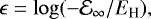 \begin{equation*}\epsilon=\log(-\mathcal{E}_{\infty}/E_{\text{H}}), \end{equation*}