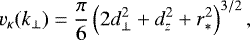 \begin{equation*} v_{\kappa}(k_{\perp})=\frac{\pi}{6}\left(2d_{\perp}^2 + d_z^2 +r_*^2 \right)^{3/2}, \end{equation*}