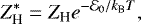 \begin{equation*}Z_{\text{H}}^*=Z_{\text{H}}e^{-\mathcal{E}_{0}/k_{\text{B}}T}, \end{equation*}