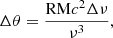 $$ \begin{aligned} \Delta \theta = \frac{{\mathrm{RM} } {c}^2 \Delta \nu }{\nu ^3}, \end{aligned} $$