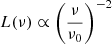 $ L(\nu)\propto \left(\frac{\nu}{\nu_0}\right)^{-2} $