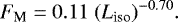 \begin{equation*}F_{\textrm{M}} = 0.11 \; (L_{\textrm{iso}})^{-0.70}. \end{equation*}