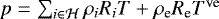 $p = \sum_{i \in \mathcal{H}} \rho_i R_i T + \rho_{\textrm{e}} R_{\textrm{e}} T^{\textrm{ve}}$