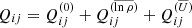 $$ \begin{aligned} Q_{ij} = Q_{ij}^{(0)}+Q_{ij}^{(\overline{\ln \rho })} + Q_{ij}^{(\overline{U})} \end{aligned} $$