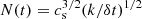 $ N(t)=c_{\mathrm{s}}^{3/2}(k/\delta t)^{1/2} $