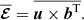 $$ \begin{aligned} \overline{\boldsymbol{\mathcal{E} }}= \overline{{\boldsymbol{u}}\times {\boldsymbol{b}}^\mathrm{T}}. \end{aligned} $$