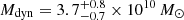 $ M_{\mathrm{dyn}} = 3.7_{-0.7}^{+0.8} \times 10^{10}\,M_\odot $