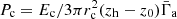 $ P_{\mathrm{c}}=E_{\mathrm{c}}/3\pi r_{\mathrm{c}}^2 (z_{\mathrm{h}}-z_0)\bar\Gamma_{\mathrm{a}} $