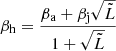 $$ \begin{aligned} \beta _{\mathrm{h}}= \frac{\beta _{\mathrm{a}}+ \beta _{\mathrm{j}}\sqrt{\tilde{L}}}{1+\sqrt{\tilde{L}}} \end{aligned} $$