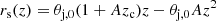 $$ \begin{aligned} r_{\rm s}(z)=\theta _{\rm j,0}(1+A z_{\rm c})z - \theta _{\rm j,0}A z^2 \end{aligned} $$