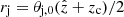 $ r_{\mathrm{j}}=\theta_{\mathrm{j,0}}(\hat{z}+z_{\mathrm{c}})/2 $