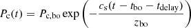 $$ \begin{aligned} P_{\rm c}(t) = P_{\rm c,bo}\exp \left(-\frac{c_{\rm s}(t-t_{\rm bo}-t_{\rm delay})}{z_{\rm bo}}\right) \end{aligned} $$